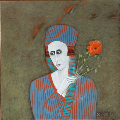 Girl with poppy - a Paint Artowrk by Christina Ostrom